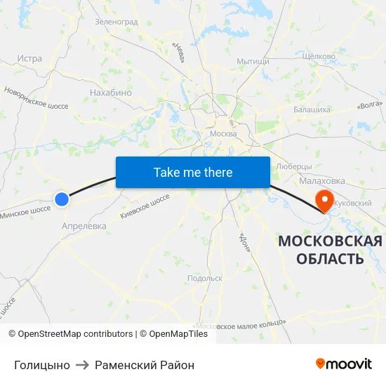 Голицыно to Раменский Район map