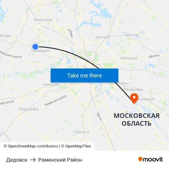 Дедовск to Раменский Район map