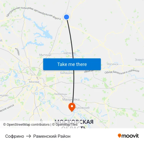 Софрино to Раменский Район map