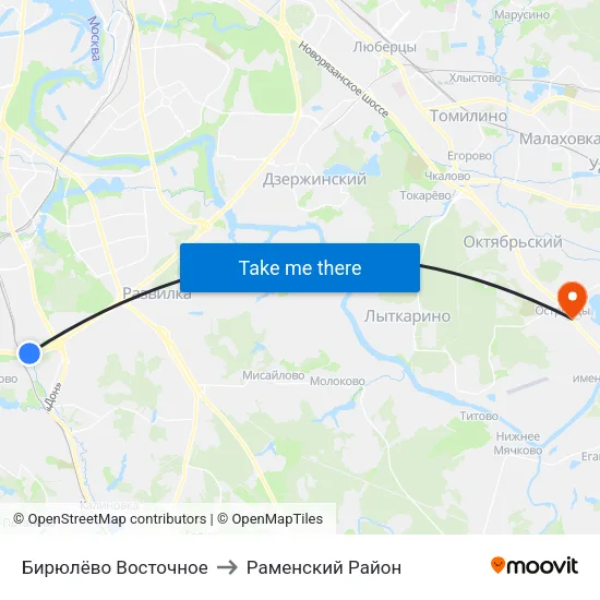 Бирюлёво Восточное to Раменский Район map