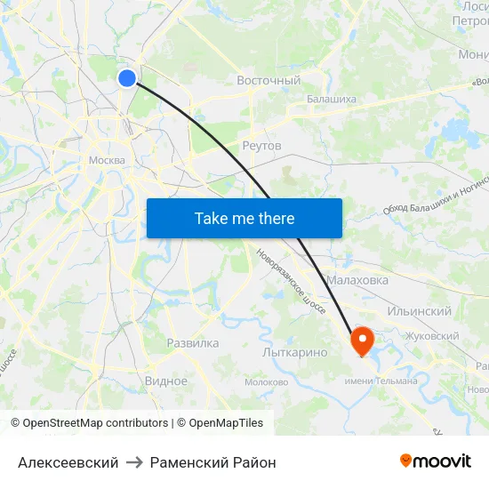 Алексеевский to Раменский Район map