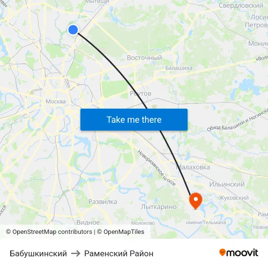 Бабушкинский to Раменский Район map