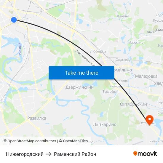 Нижегородский to Раменский Район map