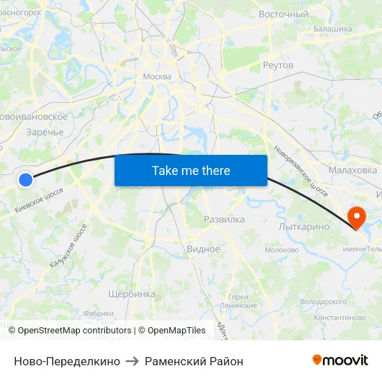Ново-Переделкино to Раменский Район map