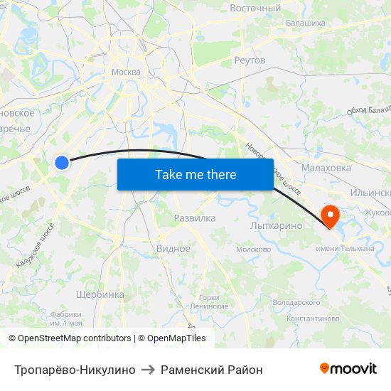Тропарёво-Никулино to Раменский Район map