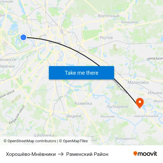 Хорошёво-Мнёвники to Раменский Район map