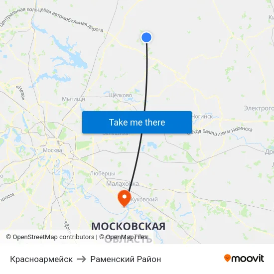 Красноармейск to Раменский Район map