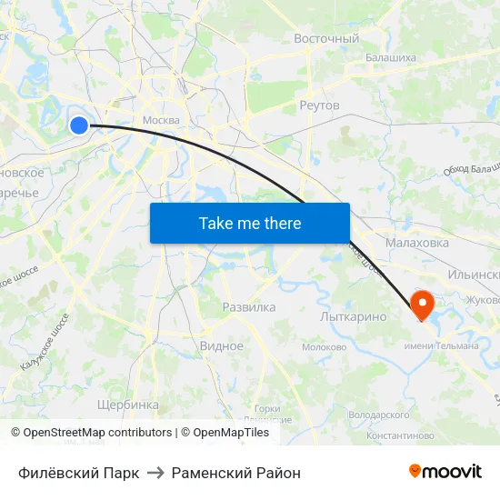 Филёвский Парк to Раменский Район map