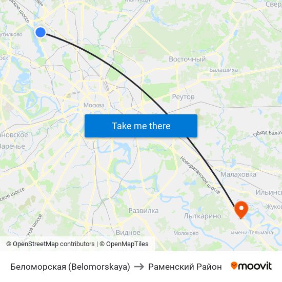 Беломорская (Belomorskaya) to Раменский Район map