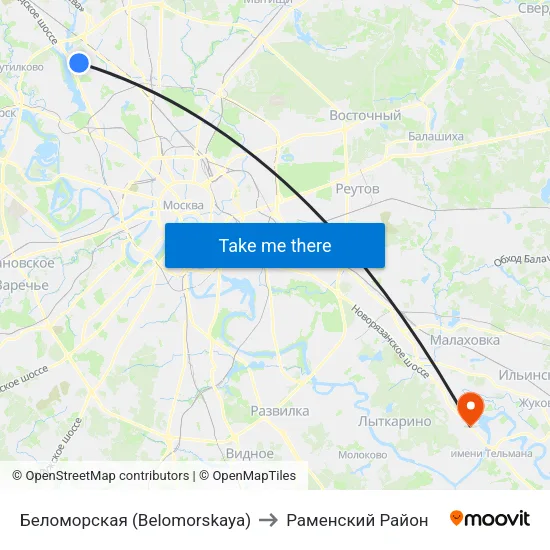 Беломорская (Belomorskaya) to Раменский Район map