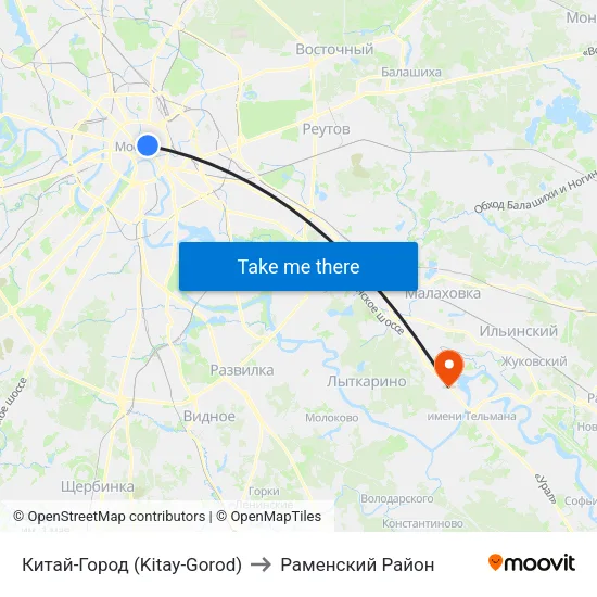 Китай-Город (Kitay-Gorod) to Раменский Район map