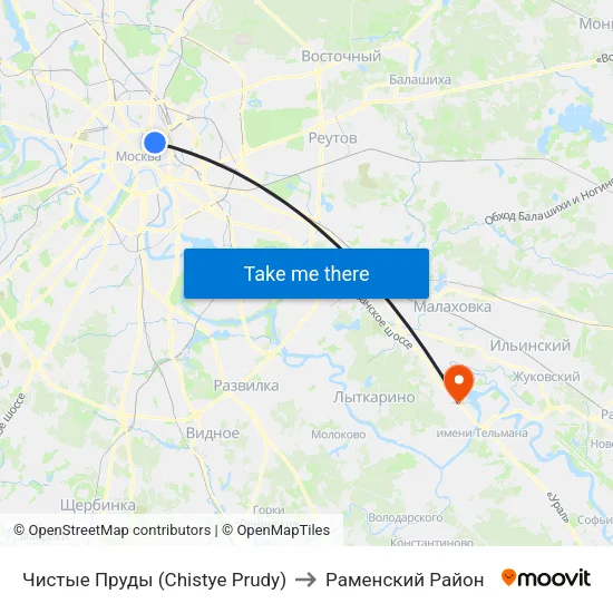 Чистые Пруды (Chistye Prudy) to Раменский Район map