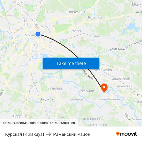 Курская (Kurskaya) to Раменский Район map