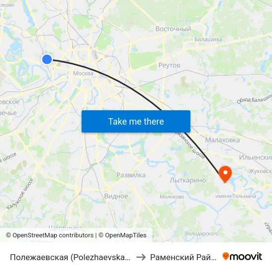 Полежаевская (Polezhaevskaya) to Раменский Район map