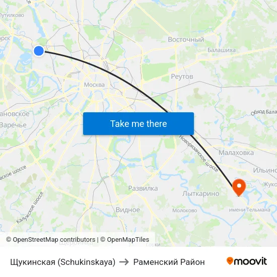 Щукинская (Schukinskaya) to Раменский Район map
