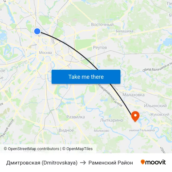 Дмитровская (Dmitrovskaya) to Раменский Район map
