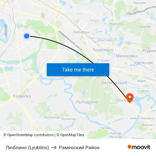 Люблино (Lyublino) to Раменский Район map