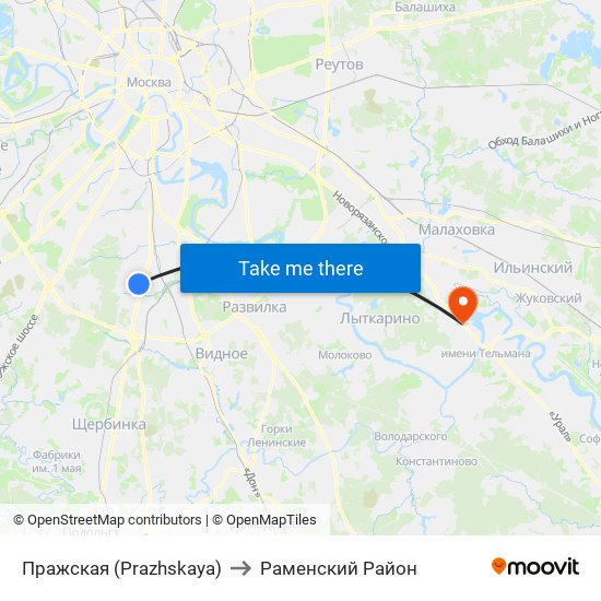 Пражская (Prazhskaya) to Раменский Район map