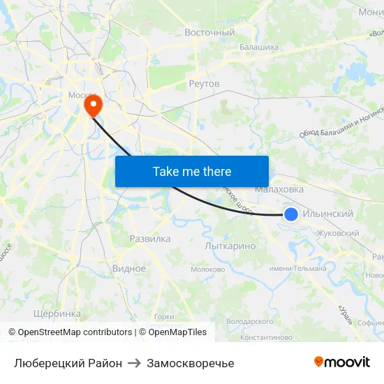 Люберецкий Район to Замоскворечье map