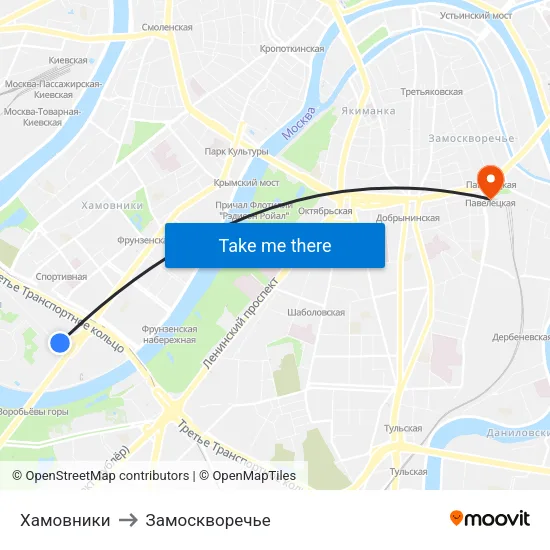 Хамовники to Замоскворечье map