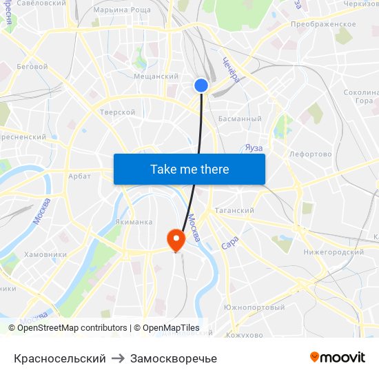 Красносельский to Замоскворечье map