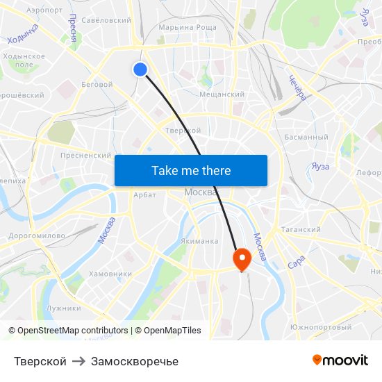 Тверской to Замоскворечье map