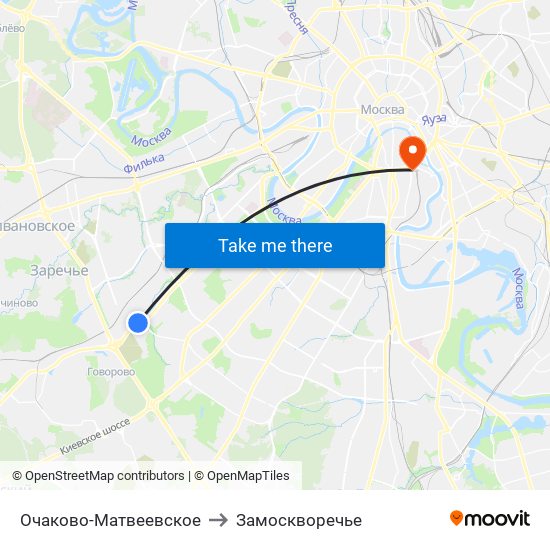 Очаково-Матвеевское to Замоскворечье map