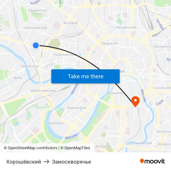 Хорошёвский to Замоскворечье map