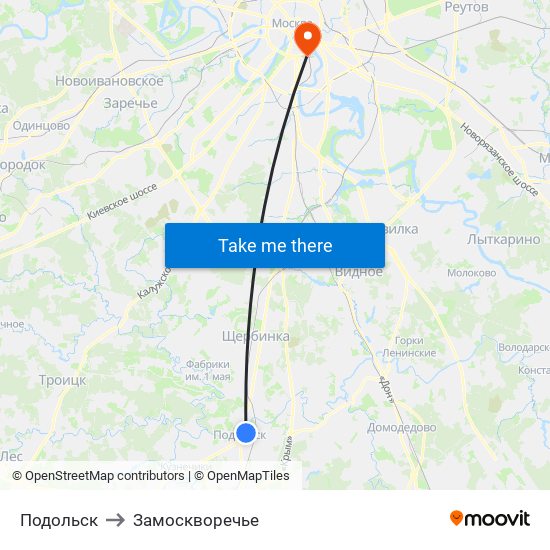 Подольск to Замоскворечье map