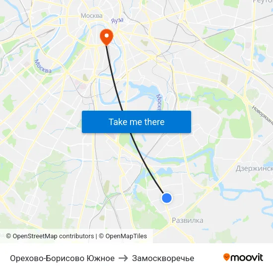 Орехово-Борисово Южное to Замоскворечье map