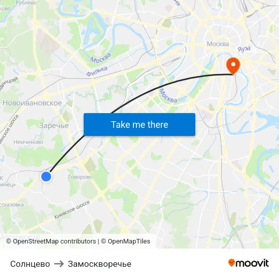 Солнцево to Замоскворечье map