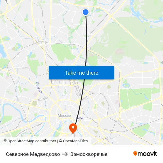 Северное Медведково to Замоскворечье map