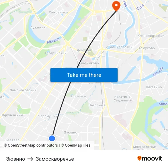 Зюзино to Замоскворечье map