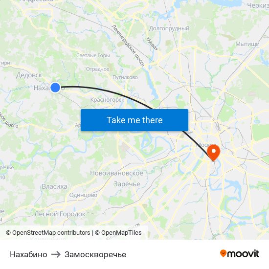 Нахабино to Замоскворечье map