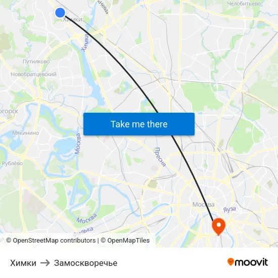Химки to Замоскворечье map