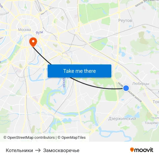 Котельники to Замоскворечье map