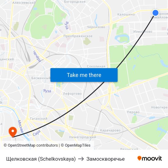 Щелковская (Schelkovskaya) to Замоскворечье map