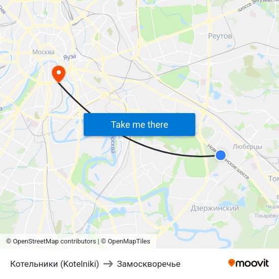 Котельники (Kotelniki) to Замоскворечье map