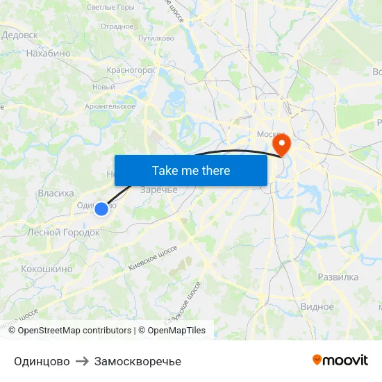 Одинцово to Замоскворечье map