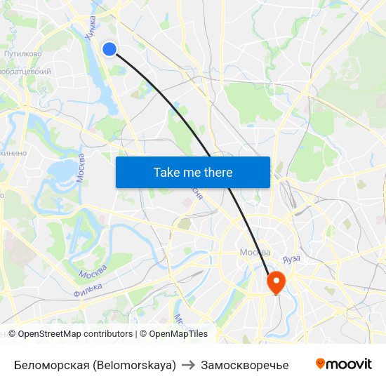 Беломорская (Belomorskaya) to Замоскворечье map