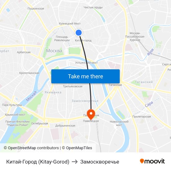 Китай-Город (Kitay-Gorod) to Замоскворечье map