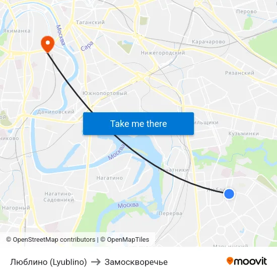 Люблино (Lyublino) to Замоскворечье map