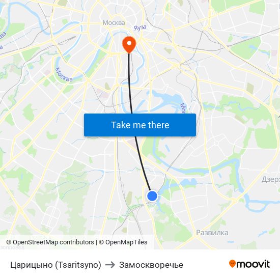 Царицыно (Tsaritsyno) to Замоскворечье map