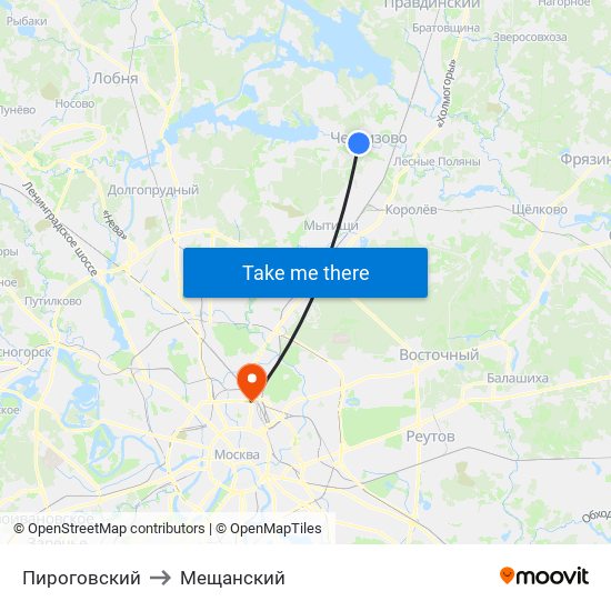 Пироговский to Мещанский map