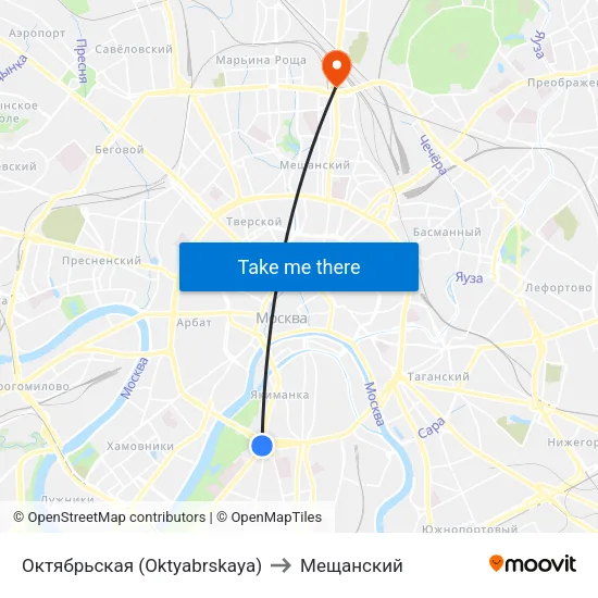 Октябрьская (Oktyabrskaya) to Мещанский map