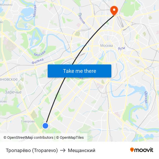 Тропарёво (Troparevo) to Мещанский map