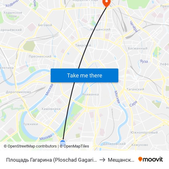 Площадь Гагарина (Ploschad Gagarina) to Мещанский map