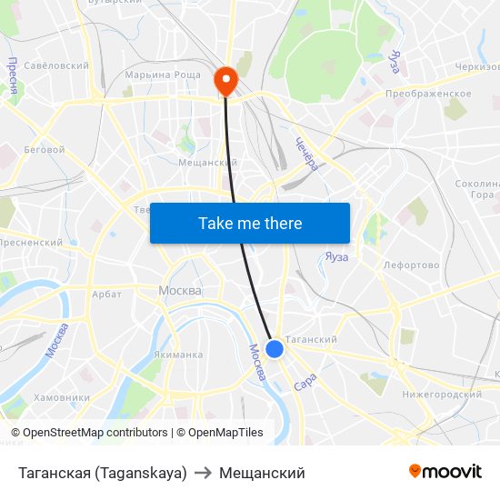 Таганская (Taganskaya) to Мещанский map