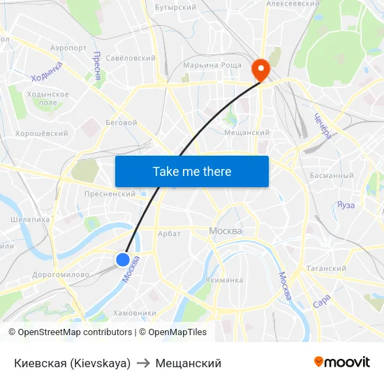 Киевская (Kievskaya) to Мещанский map
