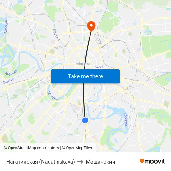 Нагатинская (Nagatinskaya) to Мещанский map